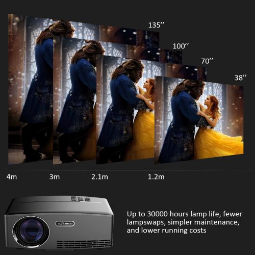  NEXGADGET Mini Video Projector, 1800 Lumens Film Projector, 1080P HD Portable LCD Video Projector, Multimedia Home Theater, Supporting HDMIUSBVGAAV for Home Use, Party, GameMov