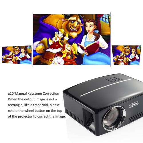  NEXGADGET Mini Video Projector, 1800 Lumens Film Projector, 1080P HD Portable LCD Video Projector, Multimedia Home Theater, Supporting HDMIUSBVGAAV for Home Use, Party, GameMov