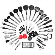 NEXGADGET NexGadget Premium Kitchen Utensils 42 Pieces Kitchen Utensils Sets Stainless Steel And Nylon Cooking Tools Spoons, Turners, Tongs, Spatulas, Pizza Cutter, Whisk And More