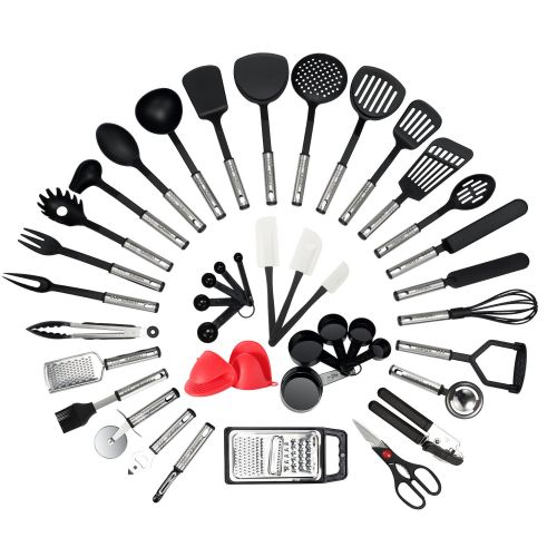  NEXGADGET NexGadget Premium Kitchen Utensils 42 Pieces Kitchen Utensils Sets Stainless Steel And Nylon Cooking Tools Spoons, Turners, Tongs, Spatulas, Pizza Cutter, Whisk And More