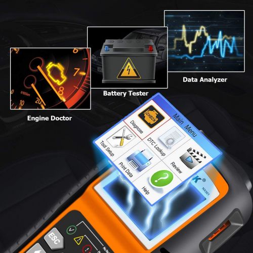  NEXPEAK OBD2 Scanner Orange-Black Color Display with Battery Test Function, 2.8 Car Diagnostic Scan Tool Vehicle Check Engine Light Analyzer