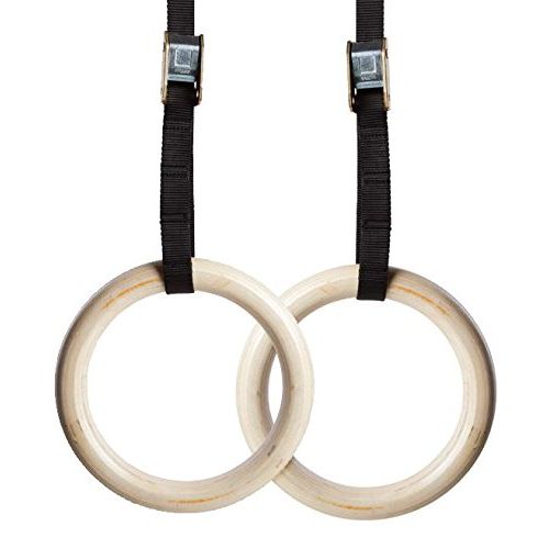  NEXPRO Wood Gymnastic Ring Olympic Strength Training Gym Rings Wooden