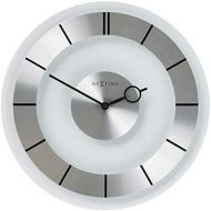NEXTIME Nextime Unek Goods Retro Wall Clock in Glass and Stainless Steel, Round, Battery Operated
