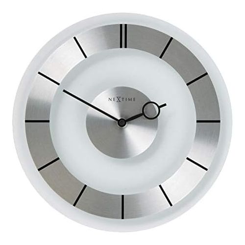  NEXTIME Nextime Unek Goods Retro Wall Clock in Glass and Stainless Steel, Round, Battery Operated