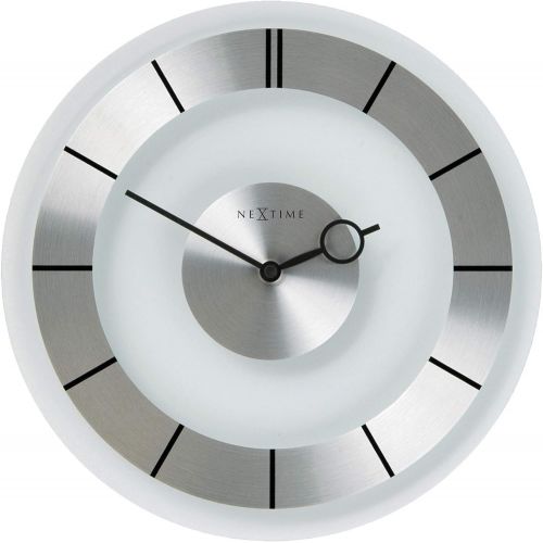  NEXTIME Nextime Unek Goods Retro Wall Clock in Glass and Stainless Steel, Round, Battery Operated