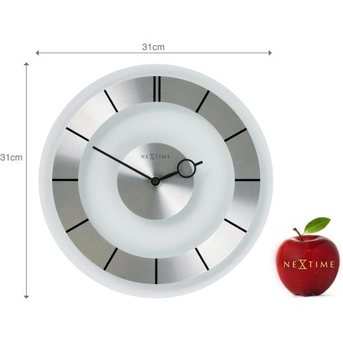  NEXTIME Nextime Unek Goods Retro Wall Clock in Glass and Stainless Steel, Round, Battery Operated