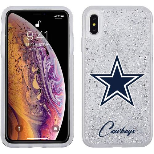  [아마존베스트]Prime Brands Group NFL Licensed Dallas Cowboys Clear Protective Silver Glitter Case - iPhone Xs Max