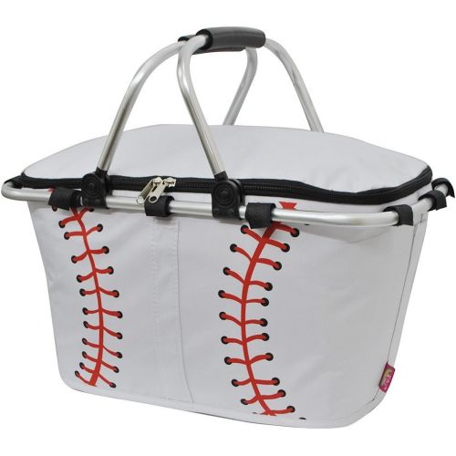  NGIL Baseball White Print Insulated Picnic Basket