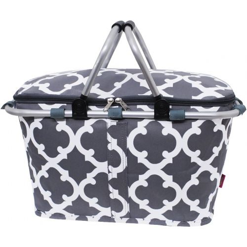  Grey & White Geometric Clover Print NGIL Insulated Picnic Basket