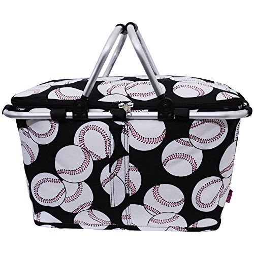  NGIL Baseball Print Insulated Picnic Basket