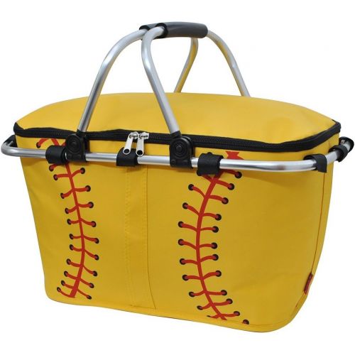  NGIL Softball Yellow Print Insulated Picnic Basket