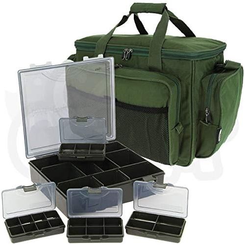  [아마존베스트]NGT Green Insulated Carry All Sports Bag with 4+1 Device Bit Box Set Carp Fishing