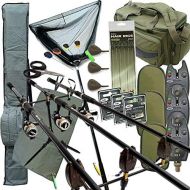 [아마존베스트]NGT Complete carp fishing accessories set up with 3 x rods, 3 x reels including rod sports bag carry all