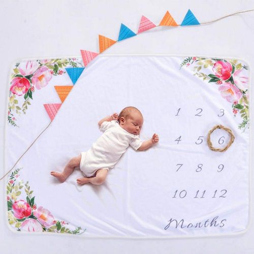  NH-NH MonthlyMilestoneBlanket Baby Infant Newborn Blanket Milestone Blanket as Month to Month...