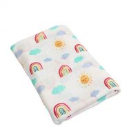 NH-NH Cotton Muslin: Baby Blanket Cartoon Soft 70% Bamboo Fibre 30% Cotton Infant Printed Wrap Blankets Newborn Swaddle Rainbow Muslin Blanket