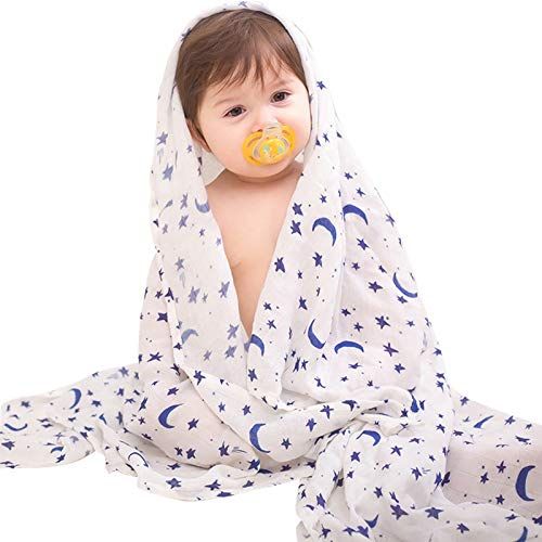  NH-NH Cotton Muslin: Baby Blanket Cartoon Soft 70% Bamboo Fibre 30% Cotton Infant Printed Wrap Blankets Newborn Swaddle Rainbow Muslin Blanket