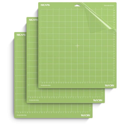  Nicapa StandardGrip Cutting Mat for Cricut Explore Air 2 Maker(12x12 inch,3 Pack) Standard Adhesive Sticky Green Quilting Cricket Cut Mats Replacement Accessories for Cricut