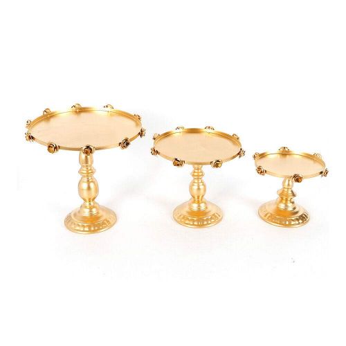  NICE CHOOSE Cake Stand, 3PCS 8 10 12 Classical Golden Rose Lace Round Cake Stand Dessert Wedding Party Display Pedestal Plate Cupcake Holder Birthday Party (US Shipping)