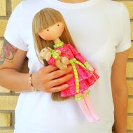 /NICEDOLLSANDRABBITS Doll Handmade Doll Fabric Doll Textile Doll Tilda Doll Collectible doll Rag doll Interior Doll Decor Doll Home decoration Doll with bear toy