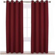 [아마존 핫딜]  [아마존핫딜]NICETOWN Burgundy Blackout Curtains Grommet - Home Decorations Thermal Insulated Solid Grommet Top Blackout Living Room Panels / Drapes for Gift (One Pair, 52 x 84-Inch, Red)