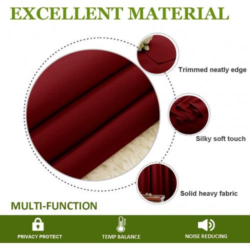  [아마존 핫딜]  [아마존핫딜]NICETOWN Burgundy Blackout Curtains Grommet - Home Decorations Thermal Insulated Solid Grommet Top Blackout Living Room Panels / Drapes for Gift (One Pair, 52 x 84-Inch, Red)