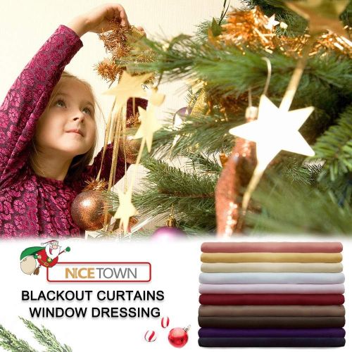  [아마존 핫딜]  [아마존핫딜]NICETOWN Burgundy Blackout Curtains Grommet - Home Decorations Thermal Insulated Solid Grommet Top Blackout Living Room Panels / Drapes for Gift (One Pair, 52 x 84-Inch, Red)