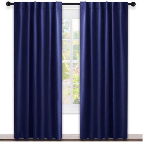  [아마존 핫딜] [아마존핫딜]NICETOWN Vertical Blinds Window Curtain Panels - (Navy Blue Color) 52 by 84 Inches, Set of 2 Panels, Energy Saving Blackout Curtains for Nursery