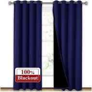 [아마존핫딜][아마존 핫딜] NICETOWN 100% Blackout Curtain Set, Thermal Insulated & Energy Efficiency Window Draperies for Guest Room, Full Shading Panels for Shift Worker and Light Sleepers, Purplish Navy Bl