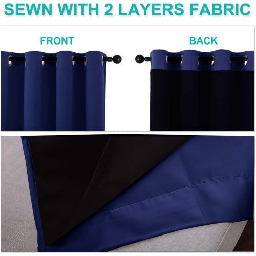  [아마존핫딜][아마존 핫딜] NICETOWN 100% Blackout Curtain Set, Thermal Insulated & Energy Efficiency Window Draperies for Guest Room, Full Shading Panels for Shift Worker and Light Sleepers, Purplish Navy Bl