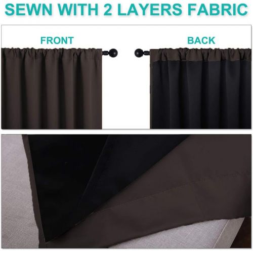  [아마존 핫딜] NICETOWN Small Blackout Curtains 45 Inches Length, 2 Thick Layers Completely Blackout Window Treatment Thermal Insulated Lined Drapes for Basement Window (Brown, 1 Pair, 52 inches