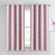 NICETOWN Star Curtain for Girls Room - Thermal Insulated Hollow Star Cut Out Room Darkening Curtain and Drapery (Lavender Pink=Baby Pink, Sold Individually, 52 inches x 63 inches)