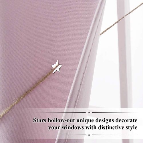  NICETOWN Star Curtain for Girls Room - Thermal Insulated Hollow Star Cut Out Room Darkening Curtain and Drapery (Lavender Pink=Baby Pink, Sold Individually, 52 inches x 63 inches)