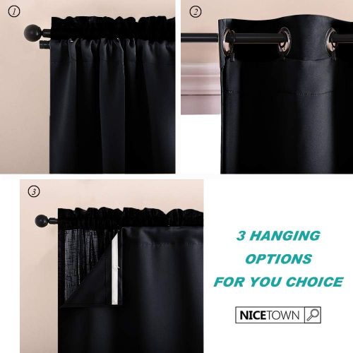  NICETOWN Blackout Curtain Liners for 95 Curtains - Black Out Curtain Liners for Drapes, Blackout Fabric Liners for Bedroom (Hooks Included) 2 Panels, 45W by 88L Per Panel Inches, G