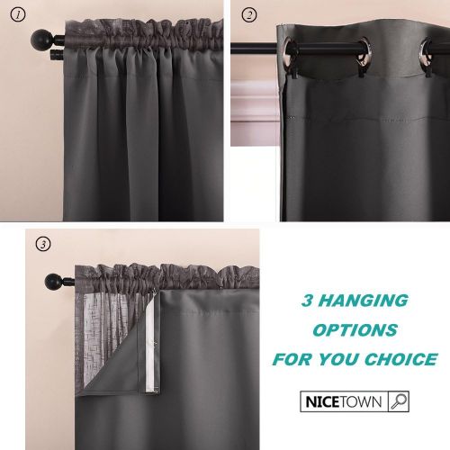  NICETOWN Blackout Curtain Liners for 95 Curtains - Black Out Curtain Liners for Drapes, Blackout Fabric Liners for Bedroom (Hooks Included) 2 Panels, 45W by 88L Per Panel Inches, G