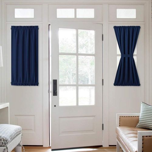  NICETOWN Patio Door Blackout Curtain Panels - Blackout Draperies for Glass DoorFrench Door with Adjustable Tie-Back - 2 Pieces W54 x L72-Inch - Cappuccino