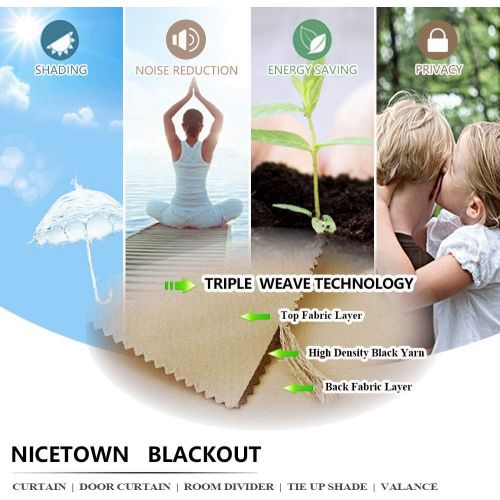  NICETOWN Patio Door Blackout Curtain Panels - Blackout Draperies for Glass DoorFrench Door with Adjustable Tie-Back - 2 Pieces W54 x L72-Inch - Cappuccino