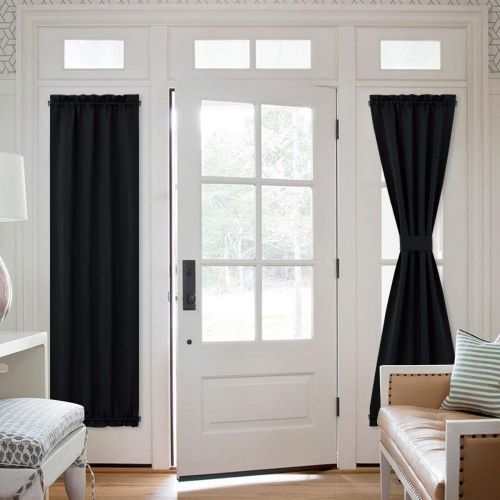  NICETOWN Patio Door Blackout Curtain Panels - Blackout Draperies for Glass DoorFrench Door with Adjustable Tie-Back - 2 Pieces W54 x L72-Inch - Cappuccino
