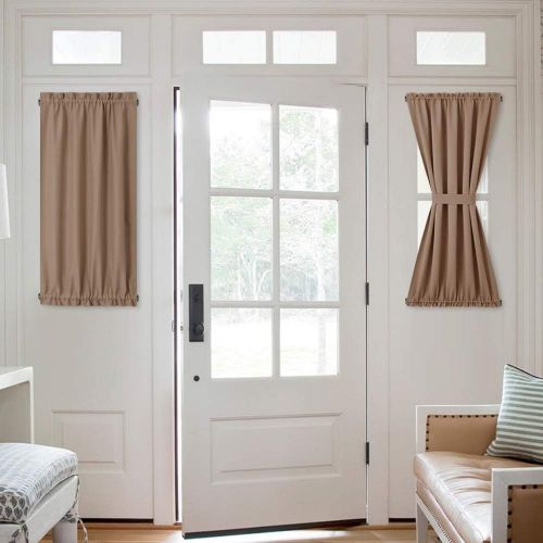  NICETOWN Patio Door Blackout Curtain Panels - Blackout Draperies for Glass DoorFrench Door with Adjustable Tie-Back - 2 Pieces W54 x L72-Inch - Cappuccino
