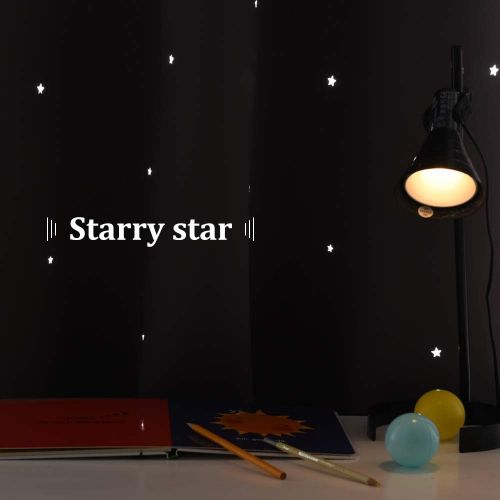  NICETOWN Starry Night Twinkle Blackout Curtains - Naptime Essential Nursery Draperies for Kids Room, Window Drapes with Die-Cut Stars (2-Pack, W52 x L84-Inch, Royal Navy Blue)