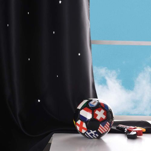  NICETOWN Starry Night Twinkle Blackout Curtains - Naptime Essential Nursery Draperies for Kids Room, Window Drapes with Die-Cut Stars (2-Pack, W52 x L84-Inch, Royal Navy Blue)