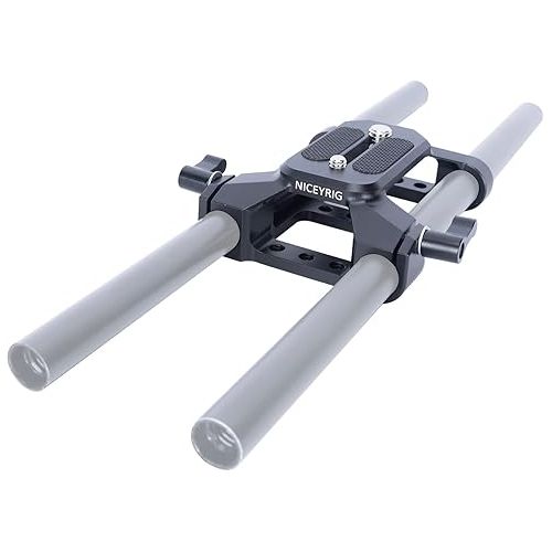  NICEYRIG Light-Weight Baseplate with 15mm Rod Rail Clamp Applicable for DSLR Mirrorless Camera Camcorder Follow Focus, Matte Box, Lens Support - 533