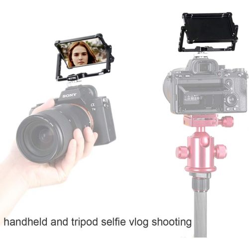  NICEYRIG Vlog Selfie Mirror 180 Degree Tilt Camera Hot Shoe Mount Flip Mirror Applicable for Sony A6300 A6000 A7RIII A7III A7II RX10 IV, Panasonic GX85 GX9, Fujifilm XT3 XT2 - 377