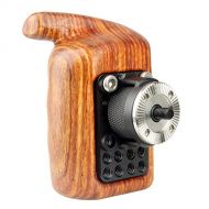 NICEYRIG Rosette Wooden Handle Grip (M6 Thread Diameter 31.8mm) Applicable for Nikon Sony Canon Camera Camcorder Cage Rig Shoulder Mount Support Rig (Left Side)
