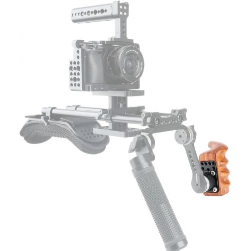  NICEYRIG Rosette Wooden Handle Grip (M6 Thread Diameter 31.8mm) Applicable for Nikon Sony Canon Camera Camcorder Cage Rig Shoulder Mount Support Rig (Left Side)