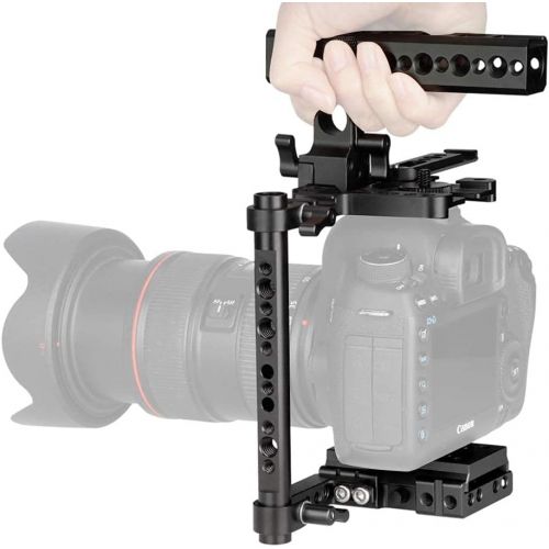  NICEYRIG Quick Release Half Cage Kit for Panasonic Lumix G85/G95/G9/G7, Canon EOS R/RP//T7I/6D/7D, Nikon D810/D850/D750/Z6 with NATO Rail Top Handle - 232
