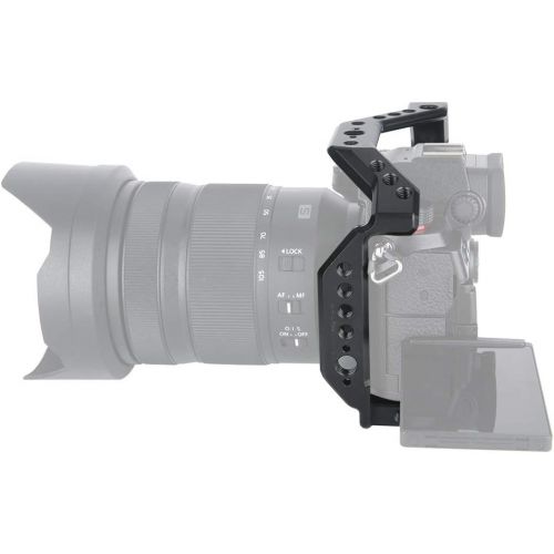  NICEYRIG Form-Fitting Camera Cage for Panasonic Lumix S5 with 3/8 1/4 Thread NATO Rail Cold Shoe - 406