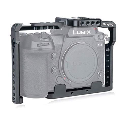  NICEYRIG Camera Cage for Panasonic Lumix S1 S1r, with Quick Release NATO Rails & 1/4 3/8 Locating Holes- 316