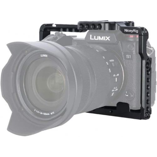  NICEYRIG Camera Cage for Panasonic Lumix S1 S1r, with Quick Release NATO Rails & 1/4 3/8 Locating Holes- 316