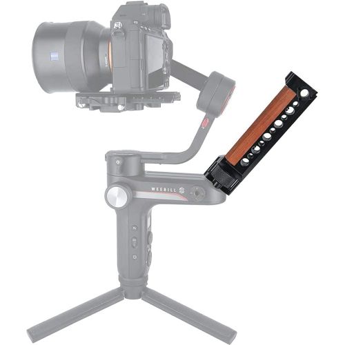  NICEYRIG Wooden Handle Grip for ZHIYUN WEEBILL S, with Multiple Thread Holes and Cold Shoe - 341