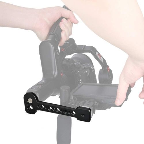  NICEYRIG Cold Shoe Extension Bracket with 1/4 3/8 Screw Connection, Vlog Vlogging LED Light Mic Shoe Mount Holder for DJI RS2/RSC2/Ronin S/Ronin SC Zhiyun Weebill Crane - 392